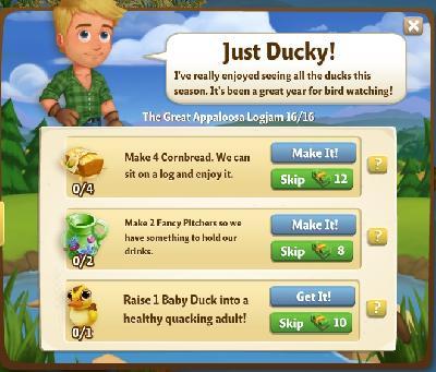 farmville 2 the great appaloosa logjam: just ducky tasks