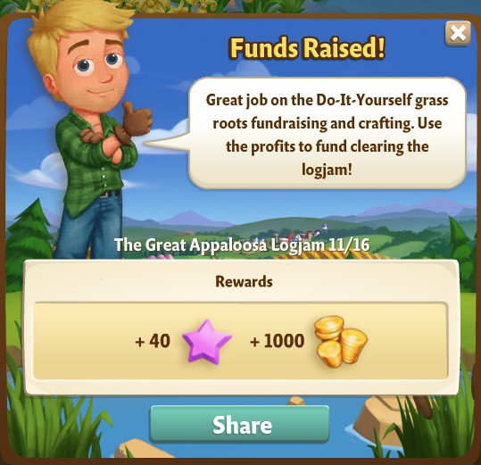 farmville 2 the great appaloosa logjam: tourist trap rewards, bonus