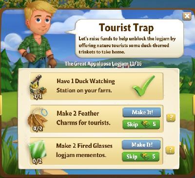 farmville 2 the great appaloosa logjam: tourist trap tasks