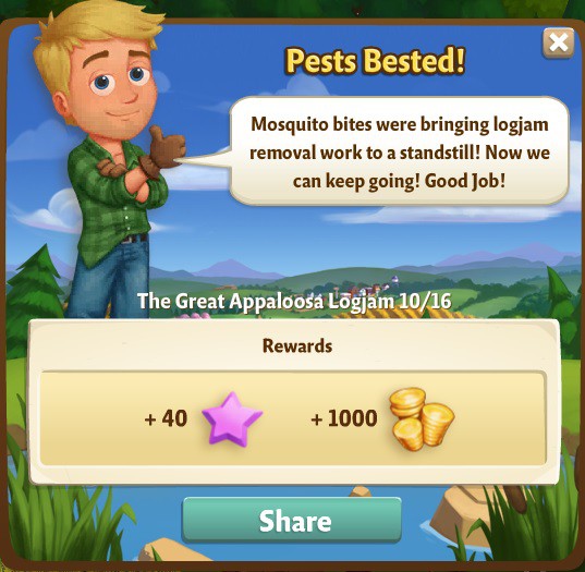 farmville 2 the great appaloosa logjam: unwelcome guests rewards, bonus