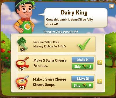 farmville 2 the great dairy debacle: dairy king tasks