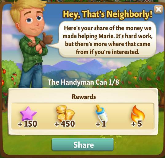 farmville 2 the handyman can: hunk for hire rewards, bonus