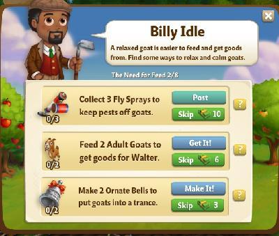 farmville 2 the need for feed: billy idle tasks