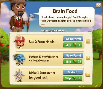 farmville 2 the need for feed: brain food tasks