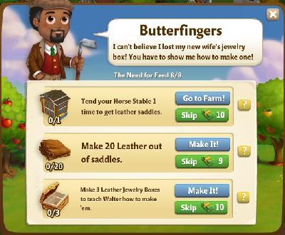 farmville 2 the need for feed: butterfingers tasks