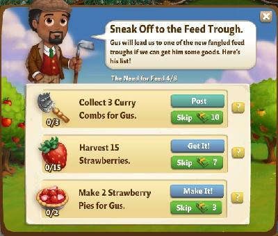farmville 2 the need for feed: sneak off to the feed trough tasks