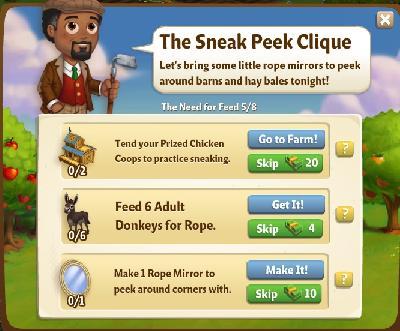 farmville 2 the need for feed: the sneak peek clique tasks