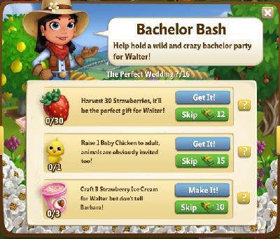 farmville 2 the perfect wedding: bachelor bash tasks