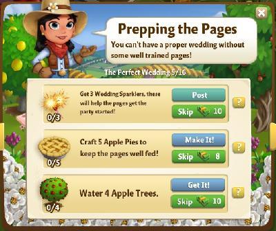 farmville 2 the perfect wedding: prepping the pages tasks