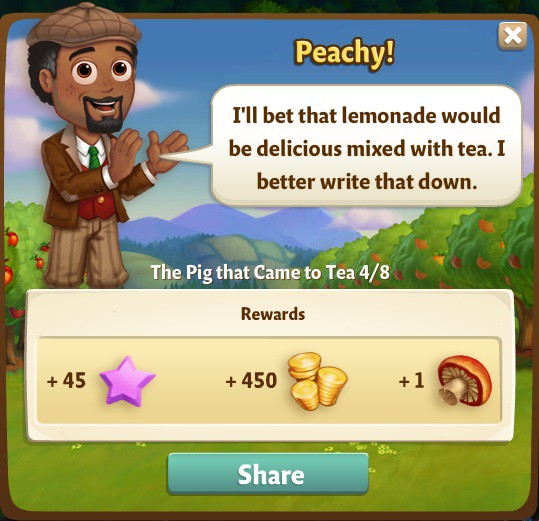 farmville 2 the pig that came to tea: a peach of the action rewards, bonus