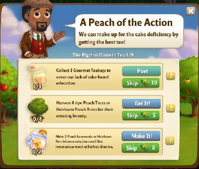 farmville 2 the pig that came to tea: a peach of the action tasks