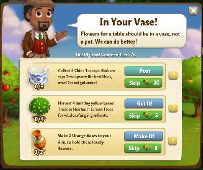 farmville 2 the pig that came to tea: in your vase tasks