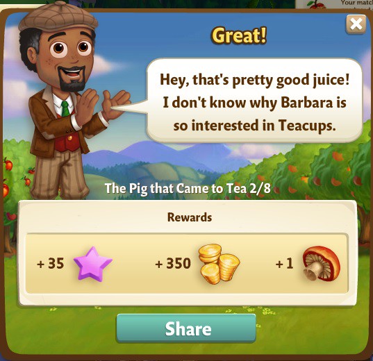 farmville 2 the pig that came to tea: tea and juice rewards, bonus