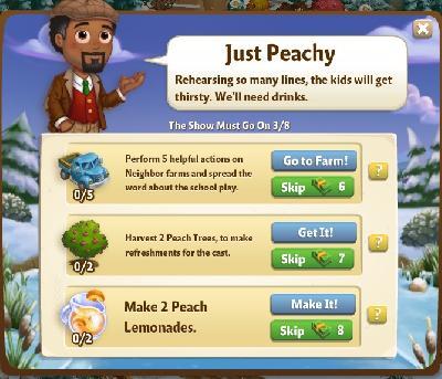 farmville 2 the show must go on: just peachy tasks