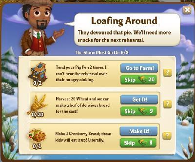 farmville 2 the show must go on: loafing around tasks