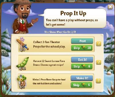 farmville 2 the show must go on: prop it up tasks