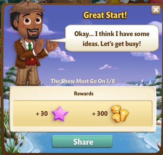 farmville 2 the show must go on: the playâ€™s the thing rewards, bonus