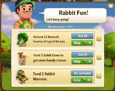 farmville 2 the swan social: rabbit fun tasks