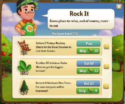 farmville 2 the swan social: rock it tasks