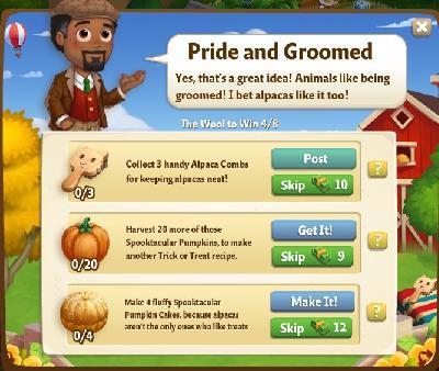 farmville 2 the wool to win: pride and groomed tasks
