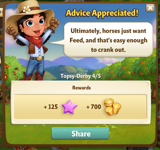 farmville 2 topsy-derby: a pony for your thoughts rewards, bonus