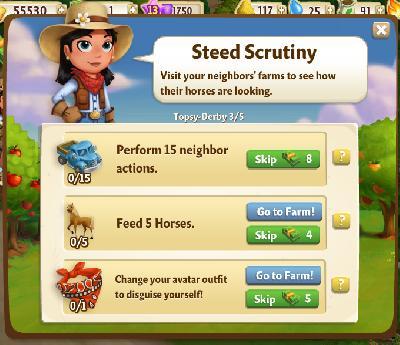 farmville 2 topsy-derby: steed scrutiny tasks