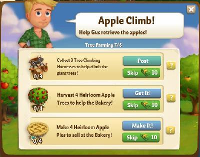 farmville 2 tree farming: apple climb tasks