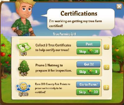farmville 2 tree farming: certifications tasks