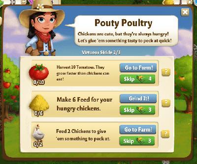 farmville 2 virtuous sickle 2-3: pouty poultry tasks