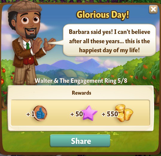 farmville 2 walter and the engagement ring: the big question rewards, bonus