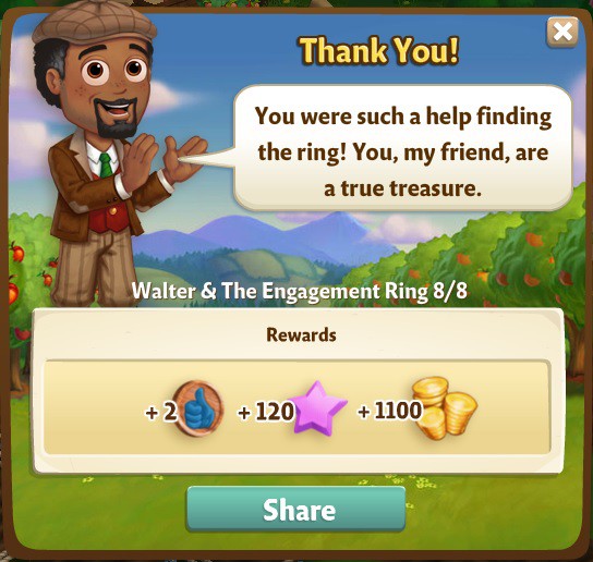 farmville 2 walter and the engagement ring: the first of many memories rewards, bonus