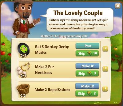 farmville 2 walter and the engagement ring: the lovely couple tasks