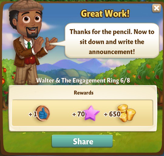 farmville 2 walter and the engagement ring: the nuptial announcement rewards, bonus