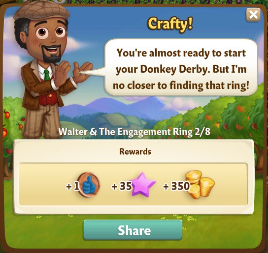 farmville 2 walter and the engagement ring: the race must go on rewards, bonus