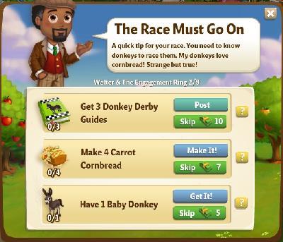 farmville 2 walter and the engagement ring: the race must go on tasks