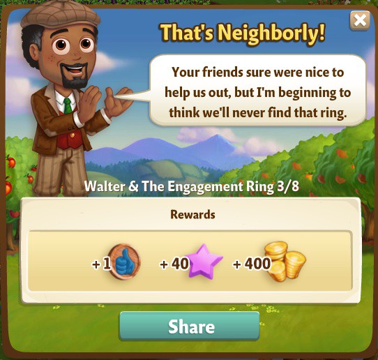 farmville 2 walter and the engagement ring: the search party rewards, bonus