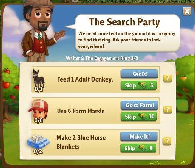 farmville 2 walter and the engagement ring: the search party tasks
