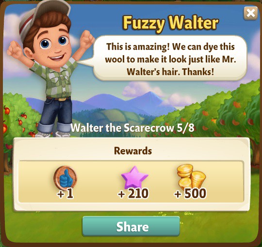 farmville 2 walter the scarecrow: hairballs rewards, bonus