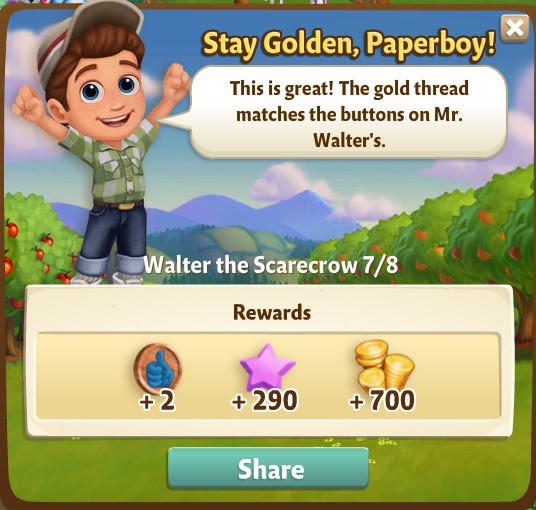 farmville 2 walter the scarecrow: the hardest button to button rewards, bonus
