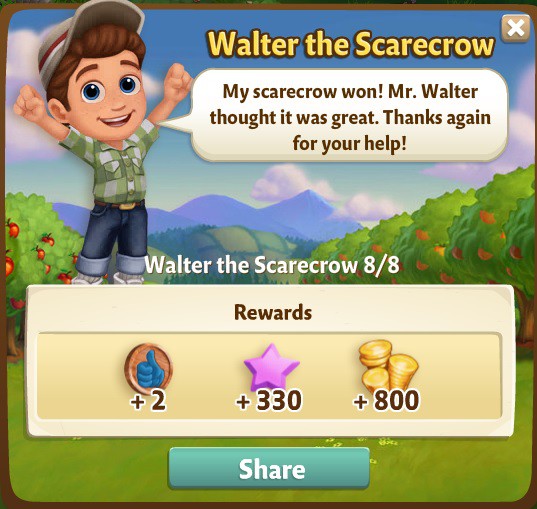 farmville 2 walter the scarecrow: the scarecrow contest rewards, bonus