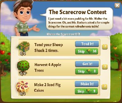 farmville 2 walter the scarecrow: the scarecrow contest tasks