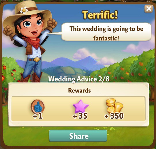 farmville 2 wedding advice: good wedding goods rewards, bonus