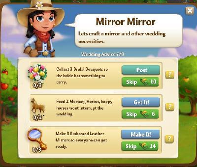 farmville 2 wedding advice: mirror mirror tasks
