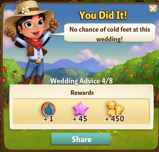 farmville 2 wedding advice: warm feet rewards, bonus