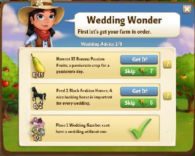 farmville 2 wedding advice: wedding wonder tasks