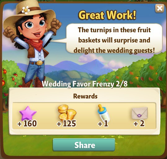 farmville 2 wedding favor frenzy: fruitful plans rewards, bonus