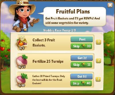 farmville 2 wedding favor frenzy: fruitful plans tasks