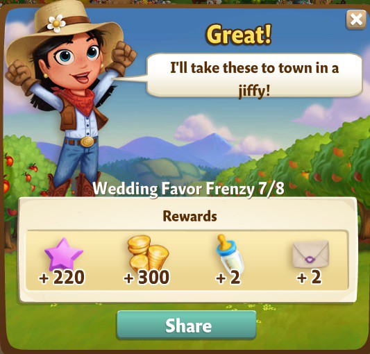 farmville 2 wedding favor frenzy: pony express rewards, bonus