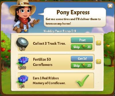 farmville 2 wedding favor frenzy: pony express tasks
