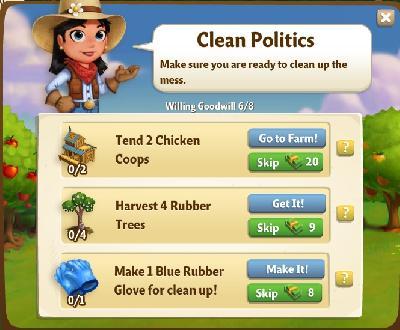 farmville 2 willing goodwill: clean politics tasks